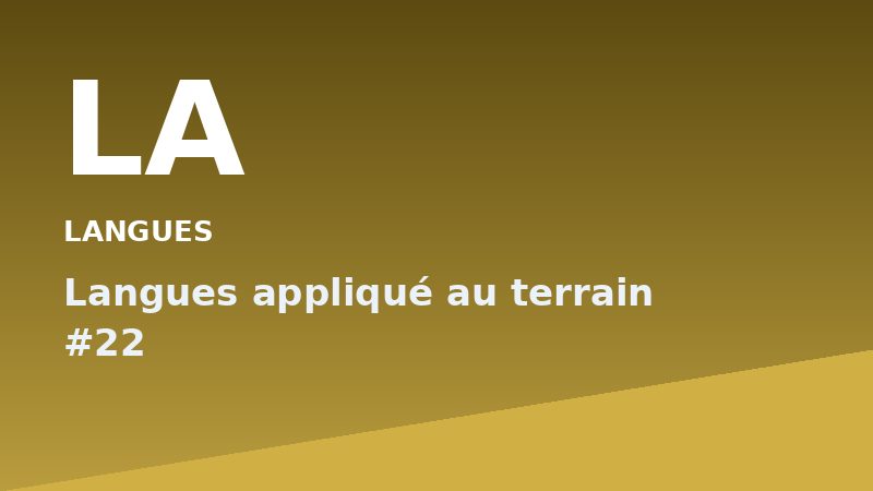 Langues appliqué au terrain #22