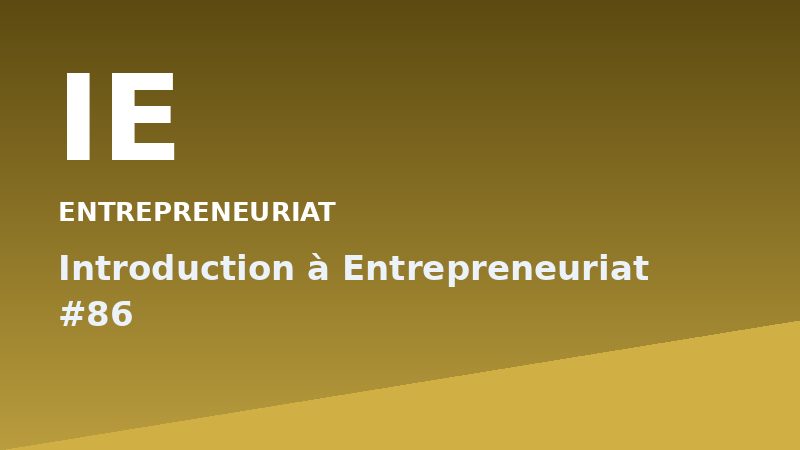 Introduction à Entrepreneuriat #86